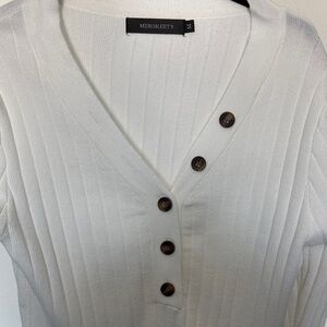 Merokety Women's Cream Button-Up Cardigan